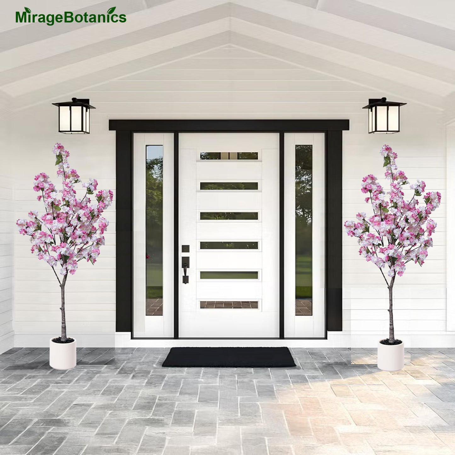 150cm Artificial Cherry Blossom Tree with White Planter, Fake Plants Indoor, Faux Pink Sakura Flowers Blooming Tree, Artificial Trees Silk Plant for House Bedroom Living Room Office Entryway Porch Decor
