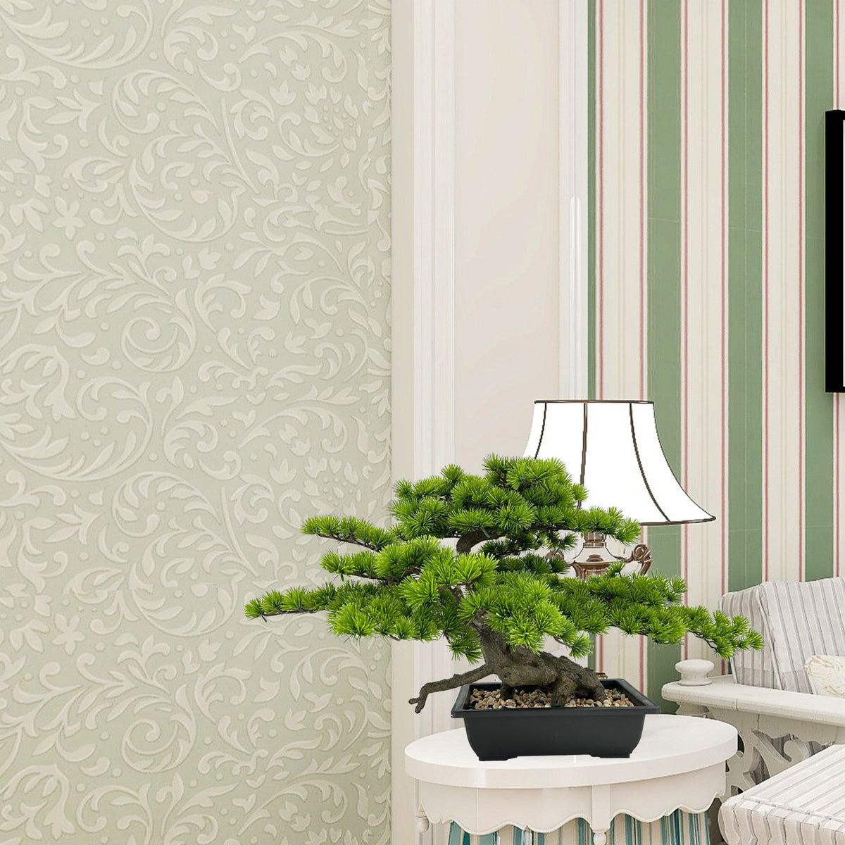 Artificial Bonsai Tree Juniper Faux Plants Indoor Small Fake Plants Decor with Ceramic Pots Low-Maintenance Housewarming Wedding Gift, New Year Ramadan for Home Table Office Desk Bathroom Shelf Bedroom Living Room Farmhouse Home Decor
