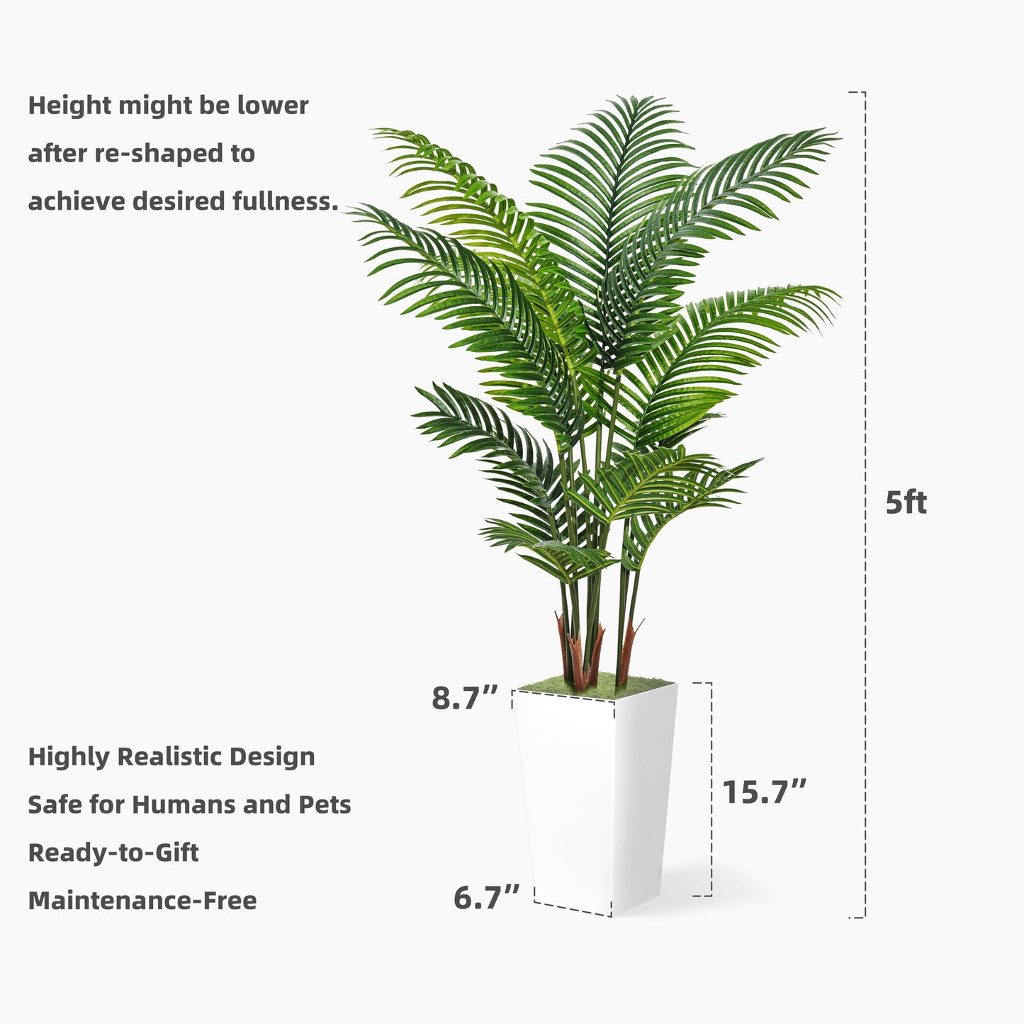 Artificial Palm Tree - 5FT Fake Tree with Tall Planter