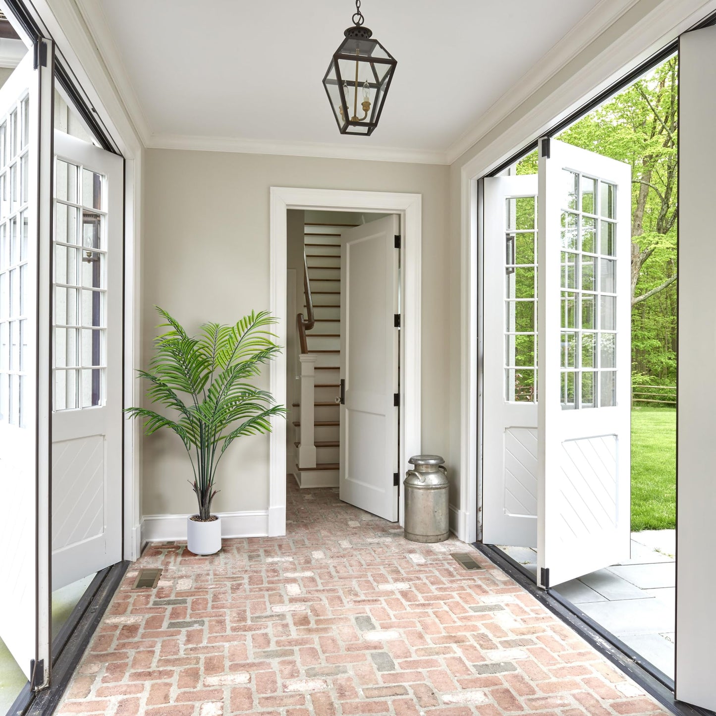 Artificial Palm Tree - 4FT Fake Tree with White Tall Planter