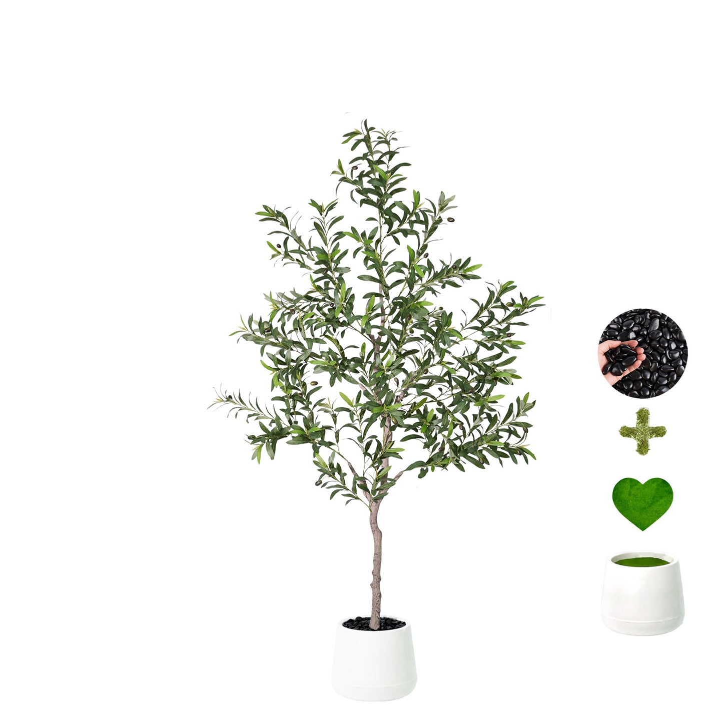 130cm Artificial Olive Trees Indoor,Faux Olive Tree with White Planter Pot,Artificial Plants Lifelike Fruits for Home Office Meeting Room Living Room Indoor Outdoor Decor