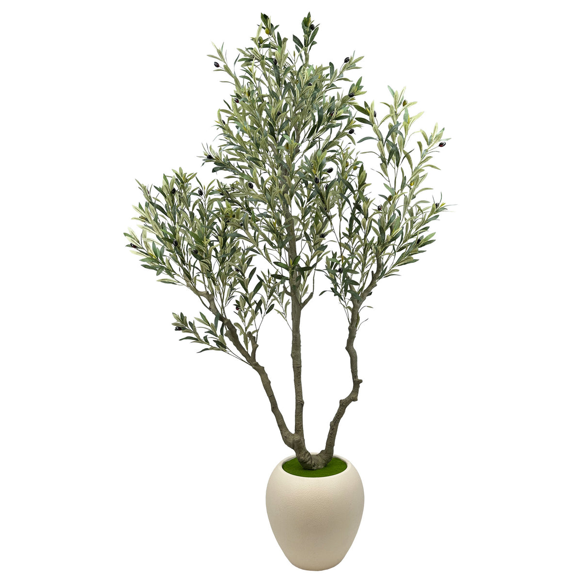 244cm Artificial Olive Trees Indoor,Faux Olive Tree 3 Trunks with White Planter Pot,Artificial Plants Lifelike Fruits for Home Office MeetingRoom Living Room Indoor Outdoor Decor