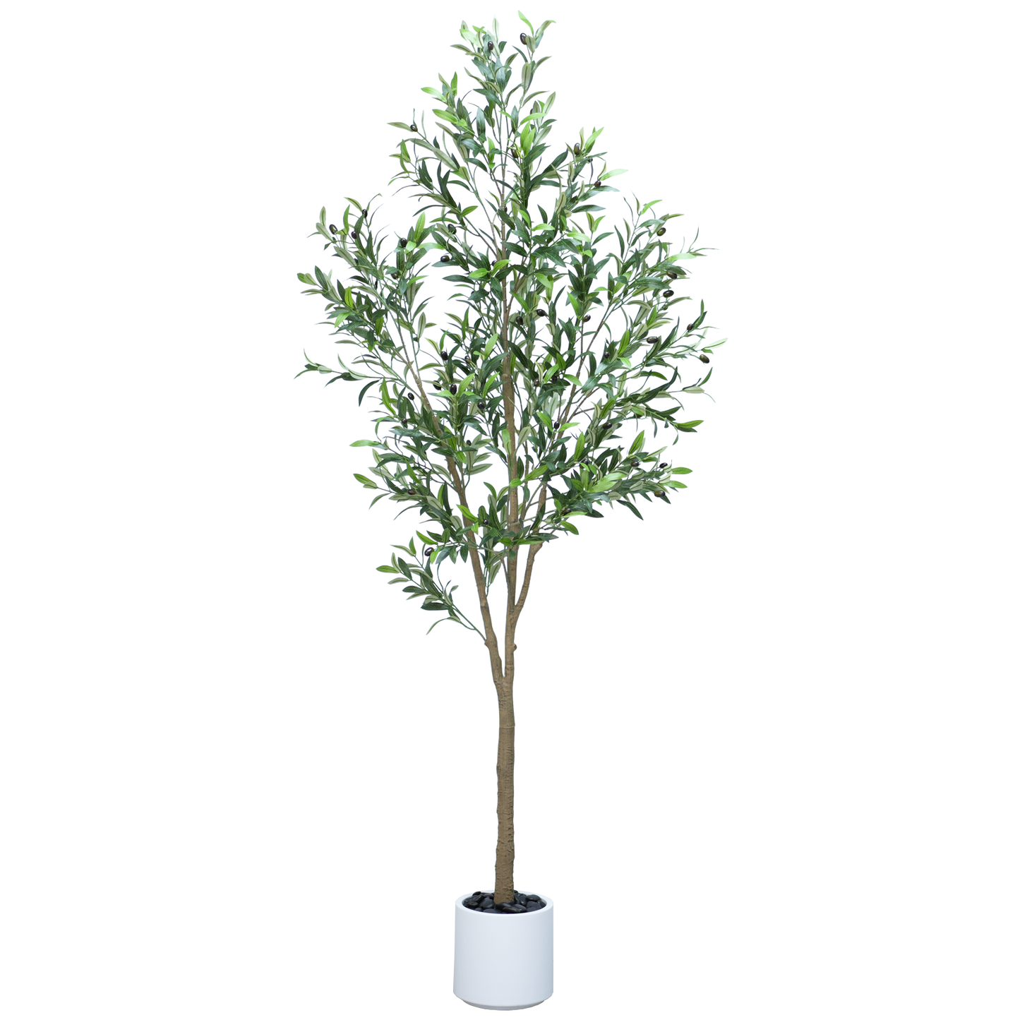215cm Artificial Olive Trees Indoor,Faux Olive Tree with White Planter Pot,Artificial Plants Lifelike Fruits for Home Office MeetingRoom Living Room Indoor Outdoor Decor