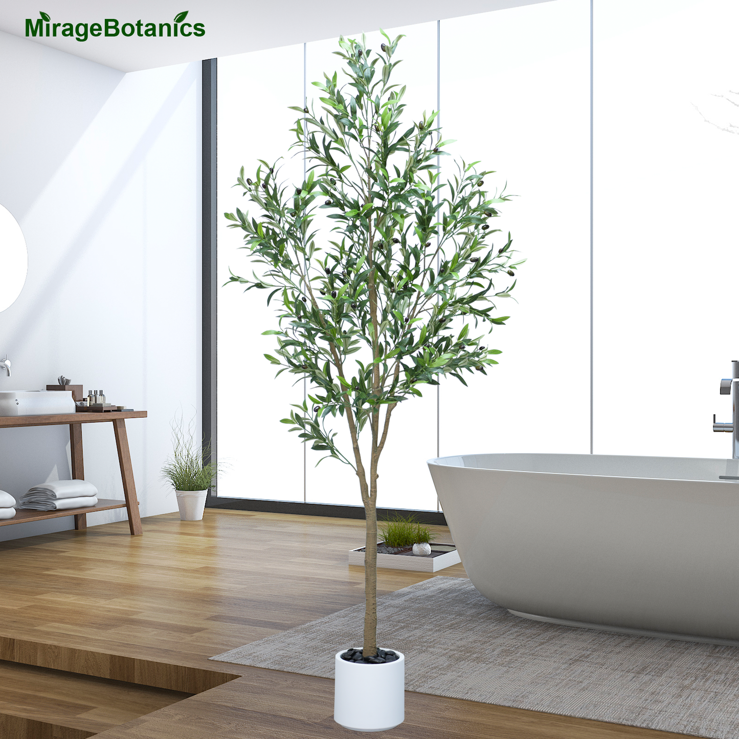 215cm Artificial Olive Trees Indoor,Faux Olive Tree with White Planter Pot,Artificial Plants Lifelike Fruits for Home Office MeetingRoom Living Room Indoor Outdoor Decor