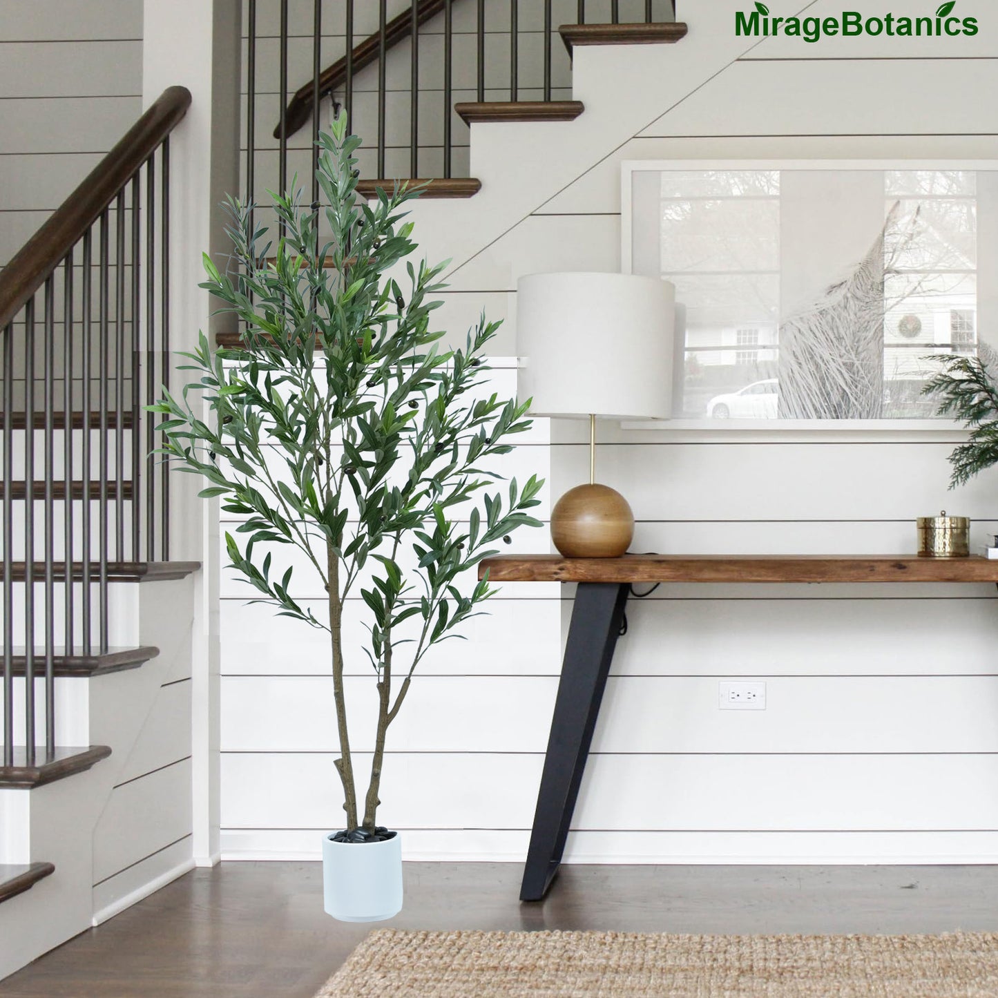 156cm Artificial Olive Trees Indoor,Faux Olive Tree with White Planter Pot,Artificial Plants with Waterproof 50 LED String Lights 5m for Home Office Meeting Room Living Room Indoor Outdoor Decor