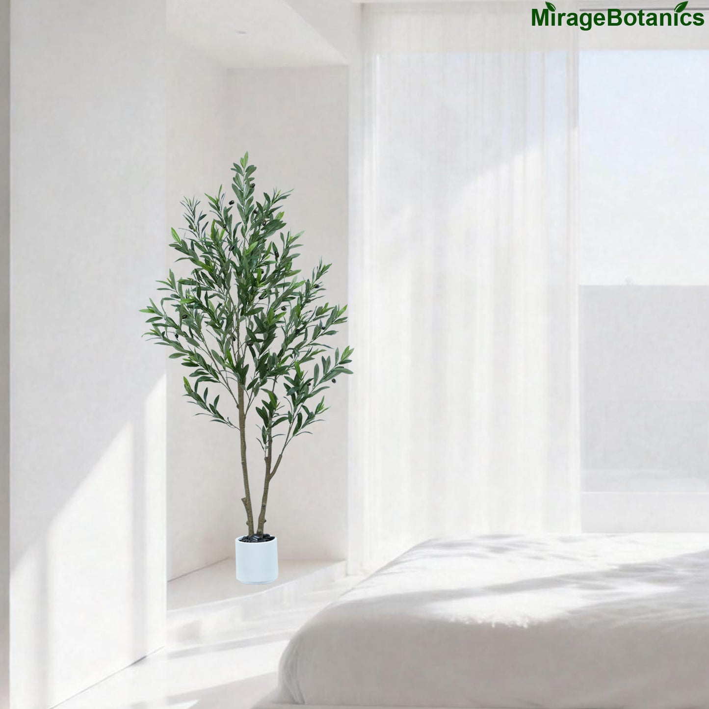156cm Artificial Olive Trees Indoor,Faux Olive Tree with White Planter Pot,Artificial Plants with Waterproof 50 LED String Lights 5m for Home Office Meeting Room Living Room Indoor Outdoor Decor