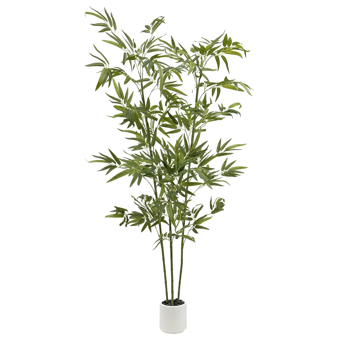 160cm Artificial Bamboo Tree with Tall White Planter - 3 Lifelike Natural Trunks & Silk Leaves, Realistic Faux Indoor Outdoor Plant for Home, Office, Living Room, Mall, Hotel, Garden Decor