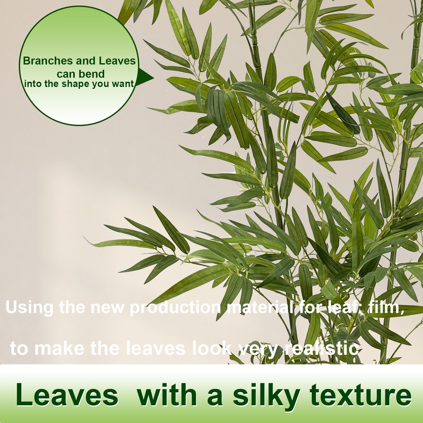 160cm Artificial Bamboo Tree with Tall White Planter - 3 Lifelike Natural Trunks & Silk Leaves, Realistic Faux Indoor Outdoor Plant for Home, Office, Living Room, Mall, Hotel, Garden Decor