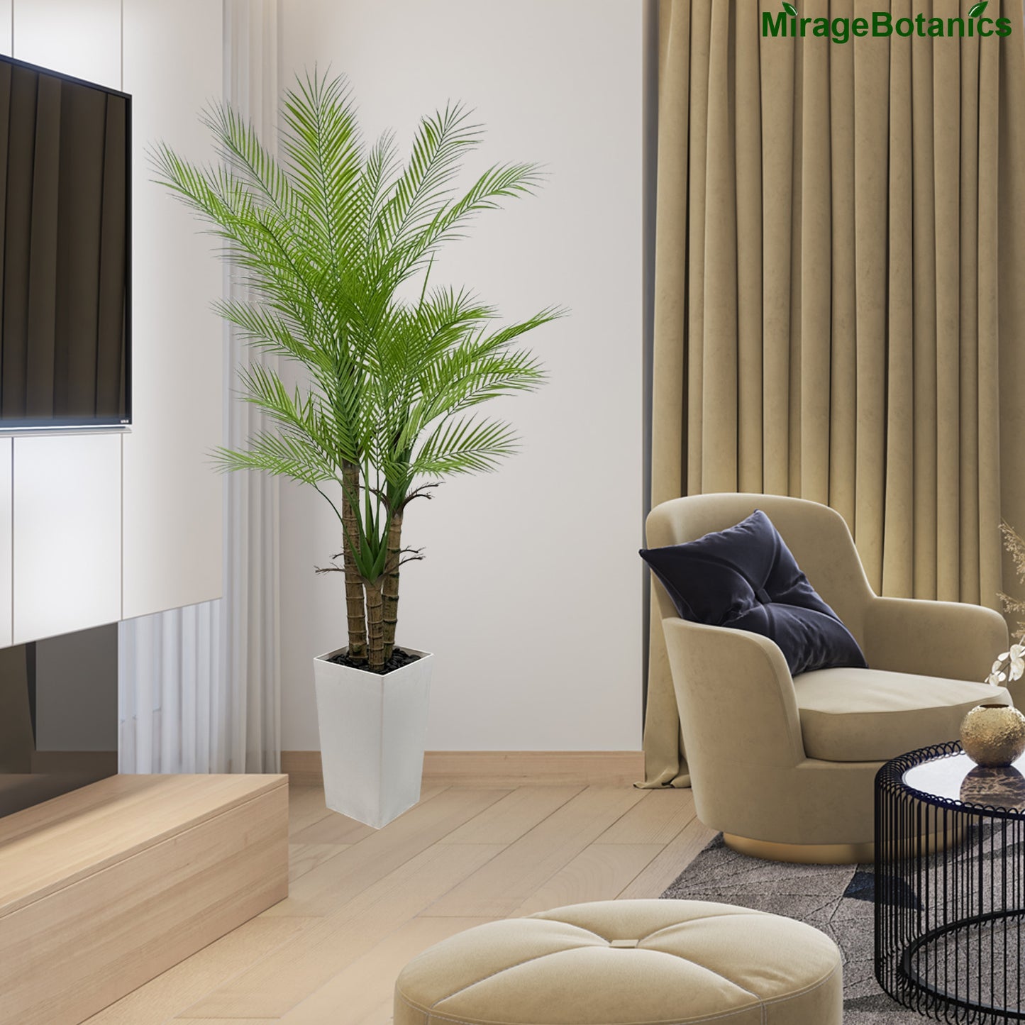 Artificial Palm Tree  Faux Palm Tree Fake Plant in White Planter for Indoor Outdoor Big House Living Room Outside Patio Office Home Decor