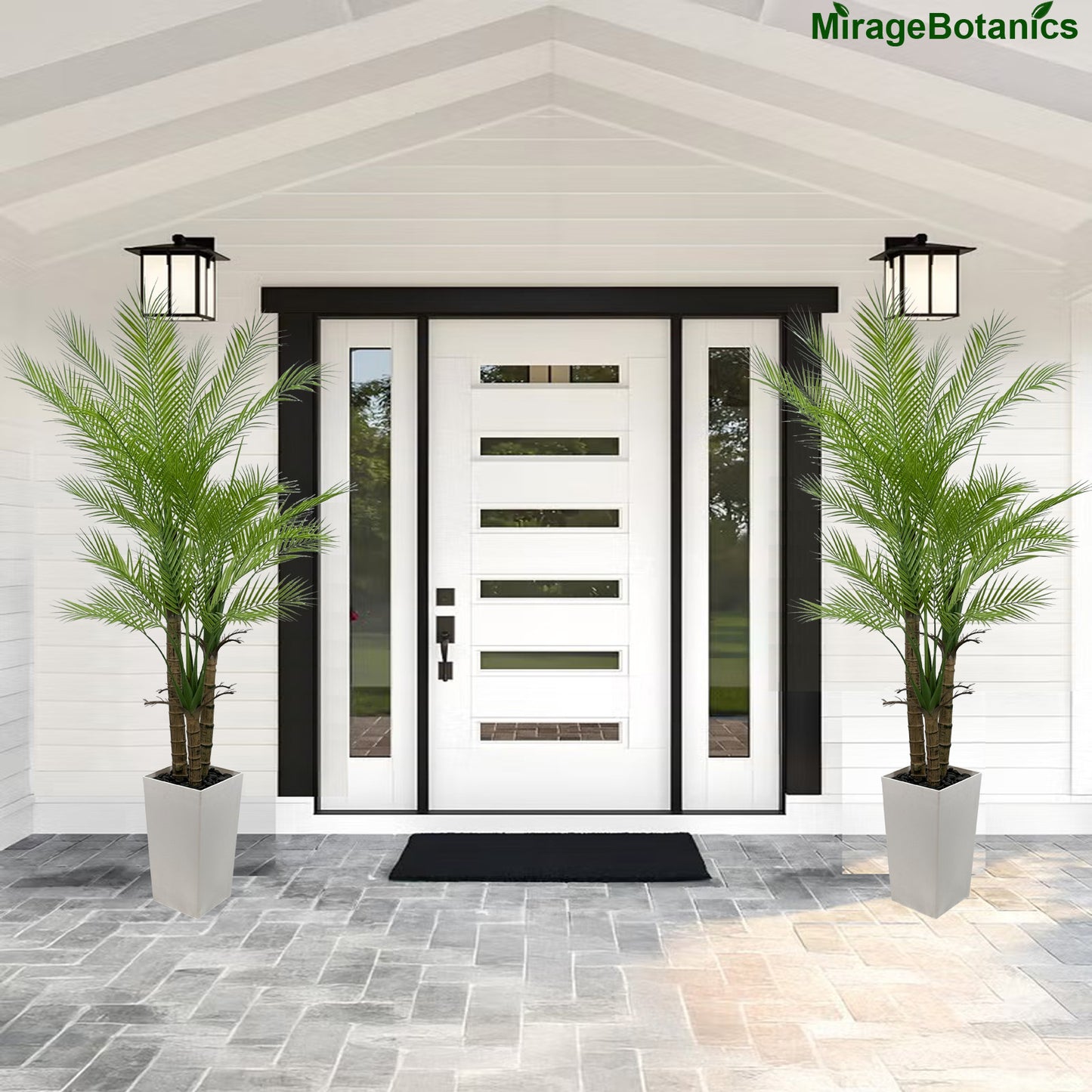 Artificial Palm Tree  Faux Palm Tree Fake Plant in White Planter for Indoor Outdoor Big House Living Room Outside Patio Office Home Decor