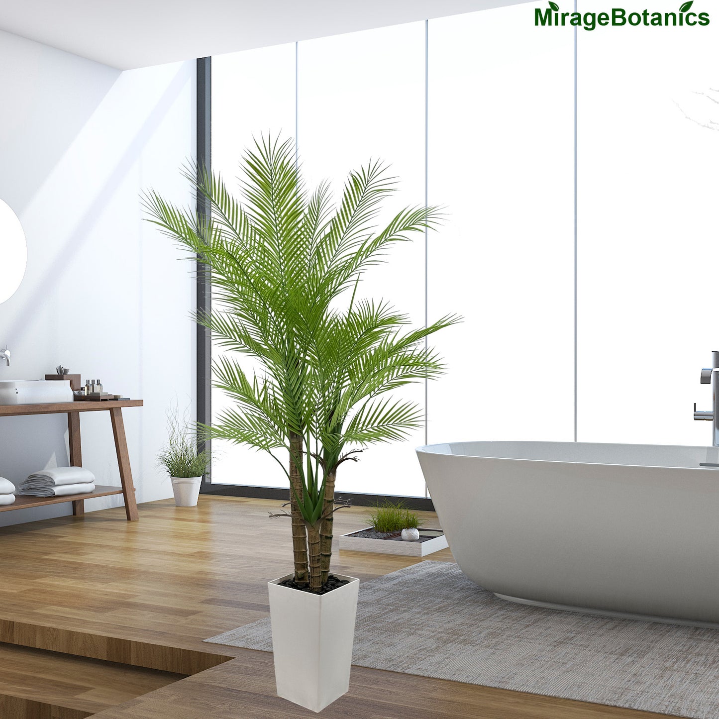 Artificial Palm Tree  Faux Palm Tree Fake Plant in White Planter for Indoor Outdoor Big House Living Room Outside Patio Office Home Decor