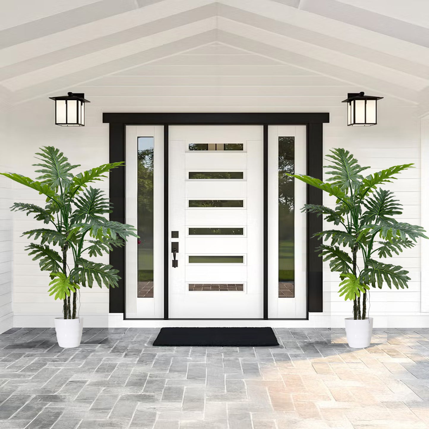 160cm Tall Large Artificial Monstera Deliciosa Plants, 5.2ft Faux Swiss Cheese Floor Plants Fake Tropical Silk Tree with Pot for Office House Living Room Home Indoor Outdoor Decor