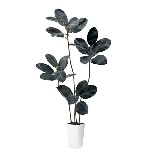 150cm Artificial Rubber Trees Indoor,Faux Rubber Tree 4 Trunks, Artificial Plants Lifelike Leaves for Home Office Meeting Room Living Room Indoor Outdoor Decor