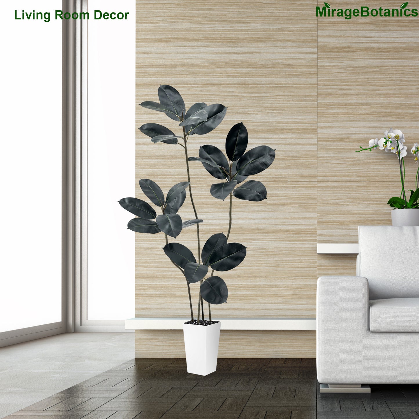 150cm Artificial Rubber Trees Indoor,Faux Rubber Tree 4 Trunks, Artificial Plants Lifelike Leaves for Home Office Meeting Room Living Room Indoor Outdoor Decor