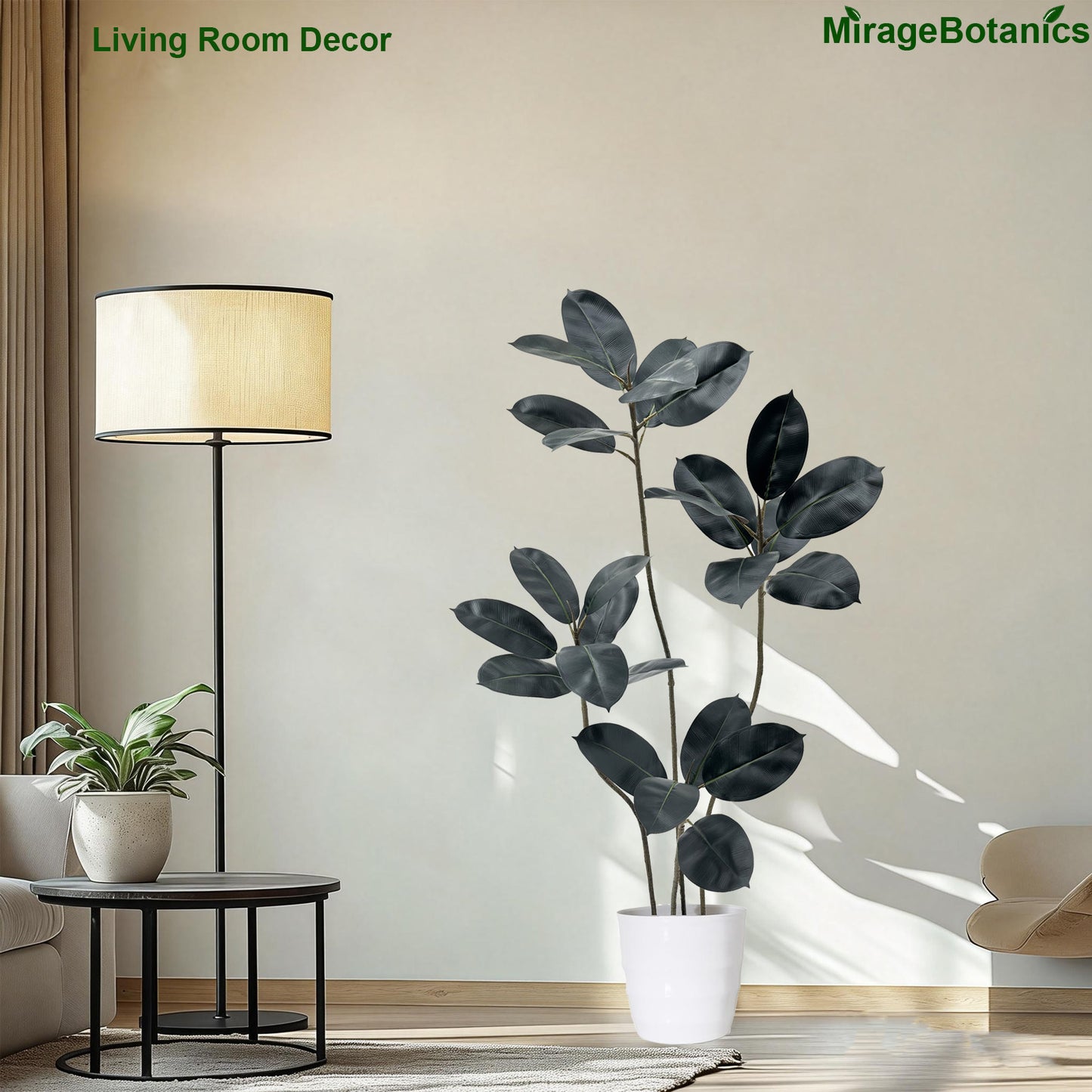 150cm Artificial Rubber Trees Indoor,Faux Rubber Tree 4 Trunks, Artificial Plants Lifelike Leaves for Home Office Meeting Room Living Room Indoor Outdoor Decor