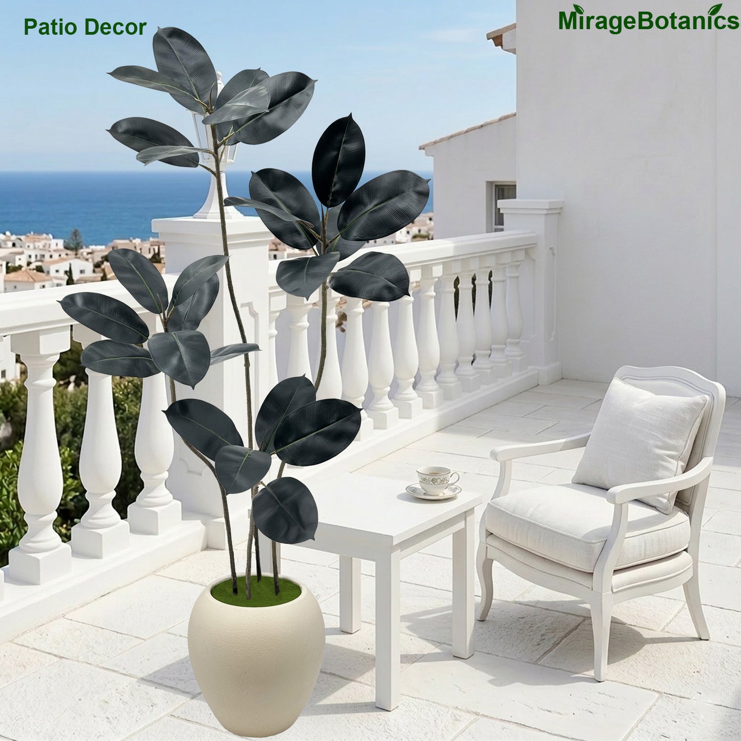 150cm Artificial Rubber Trees Indoor,Faux Rubber Tree 4 Trunks, Artificial Plants Lifelike Leaves for Home Office Meeting Room Living Room Indoor Outdoor Decor