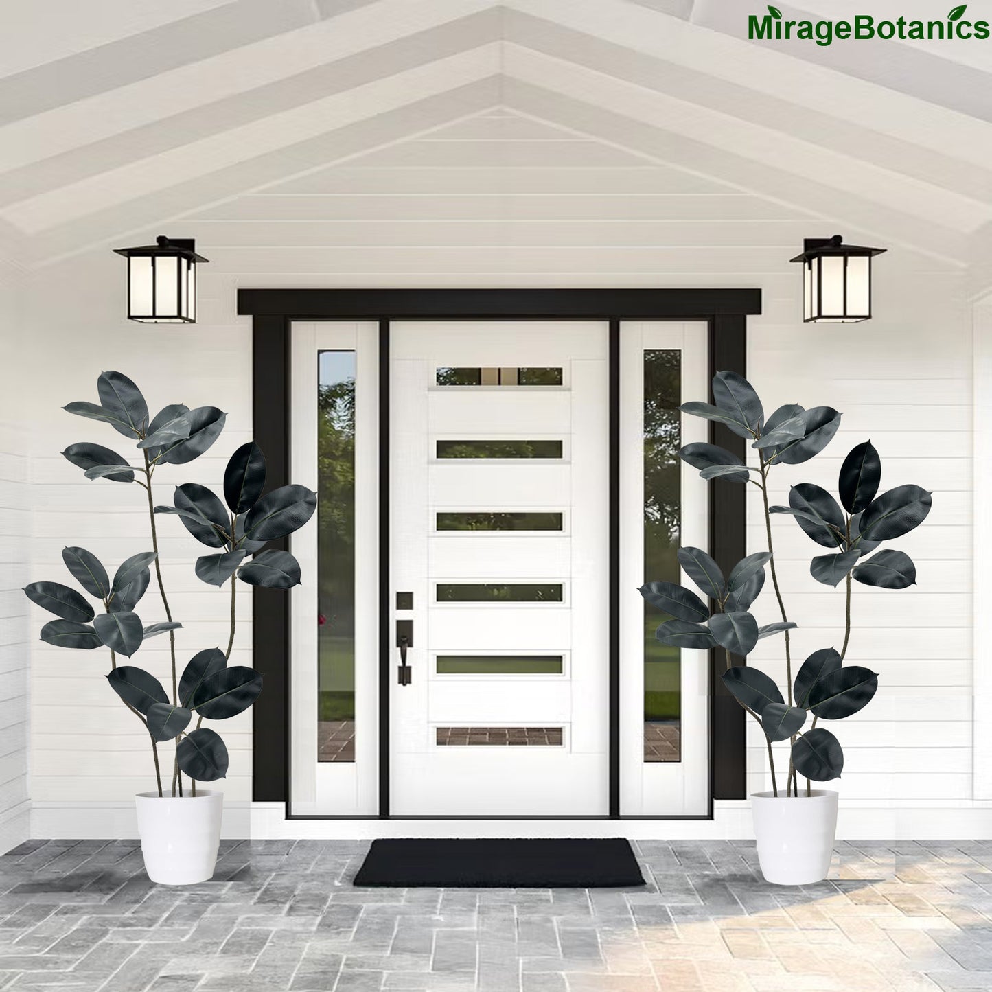150cm Artificial Rubber Trees Indoor,Faux Rubber Tree 4 Trunks, Artificial Plants Lifelike Leaves for Home Office Meeting Room Living Room Indoor Outdoor Decor