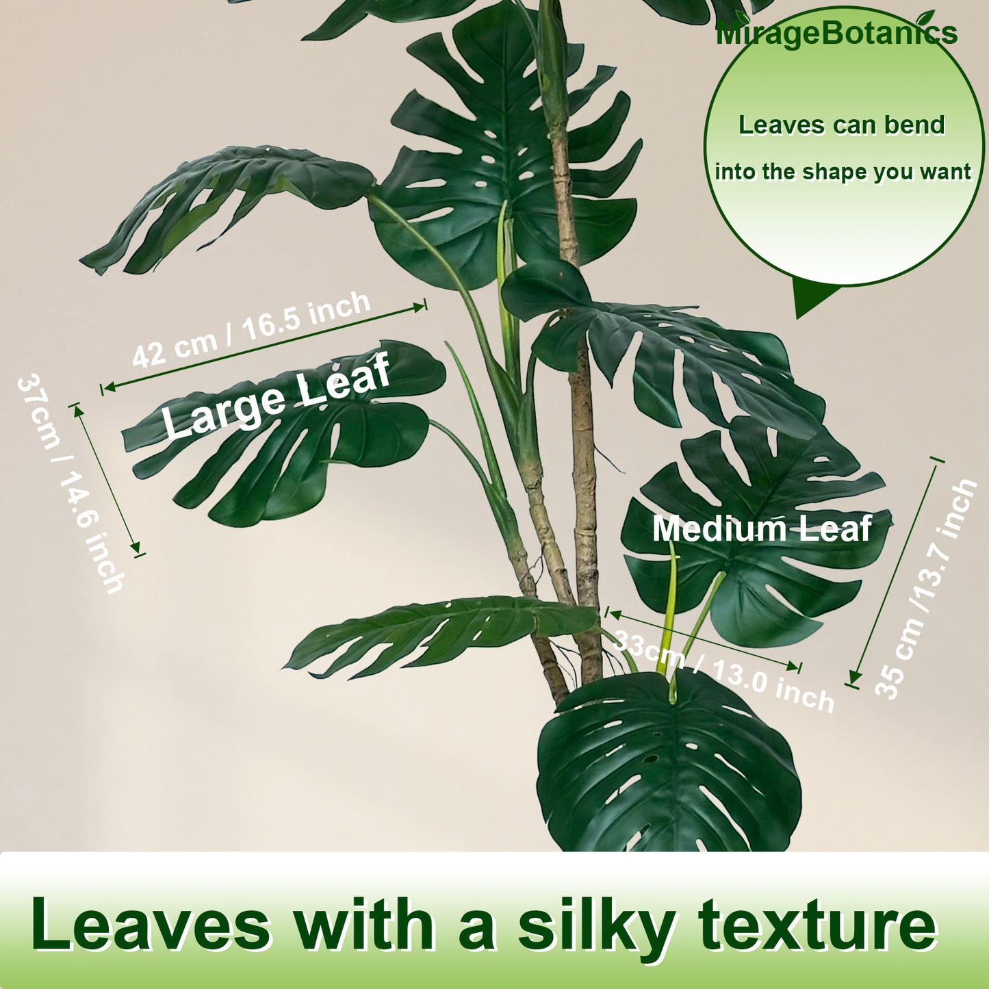 190cm Artificial Monstera Deliciosa Plants with White Planter, 6.2ft Faux Swiss Cheese Floor Plants Fake Tropical Silk Tree with Pot for Indoor Outdoor Office House Living Room Home Decor