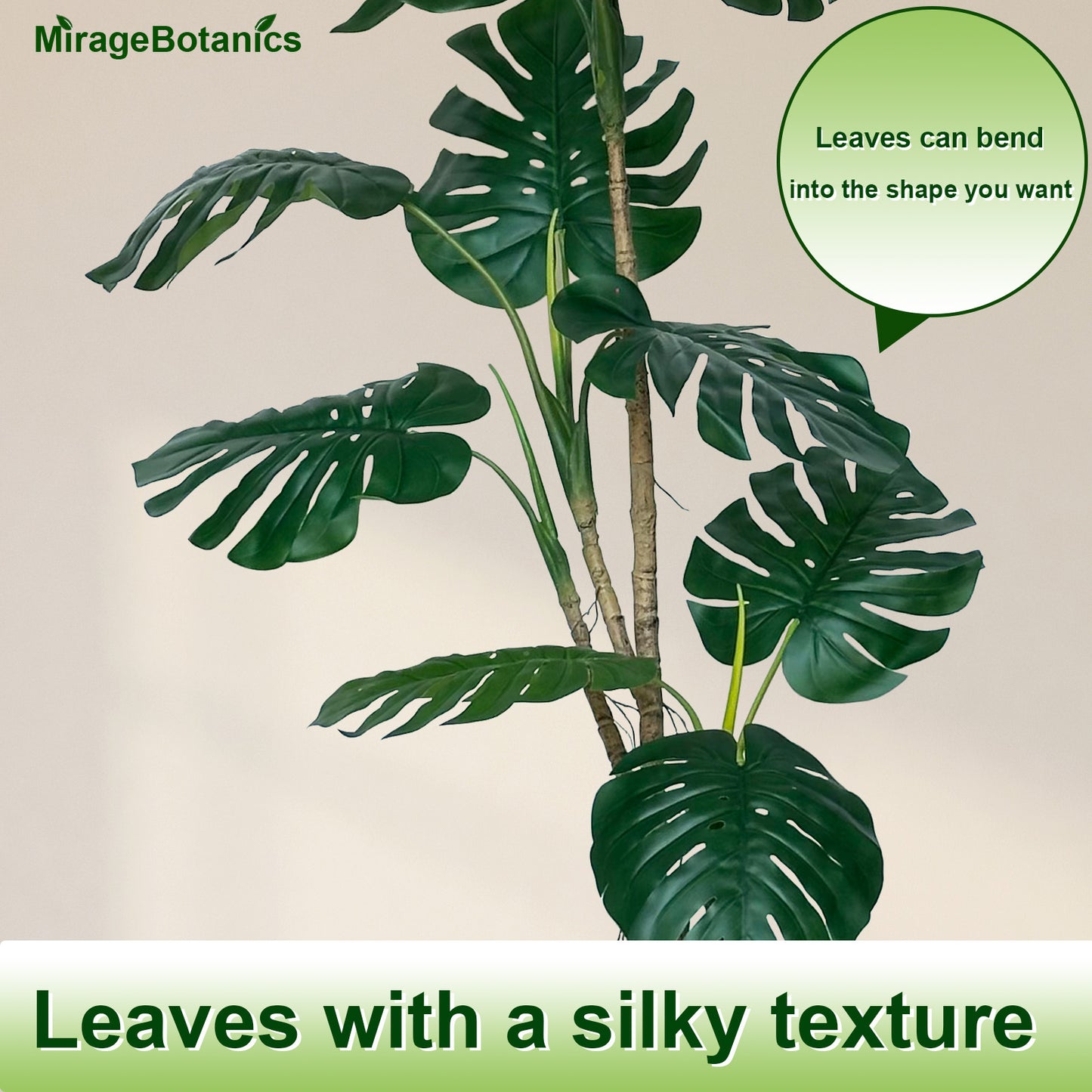 190cm Artificial Monstera Deliciosa Plants with White Planter, 6.2ft Faux Swiss Cheese Floor Plants Fake Tropical Silk Tree with Pot for Indoor Outdoor Office House Living Room Home Decor