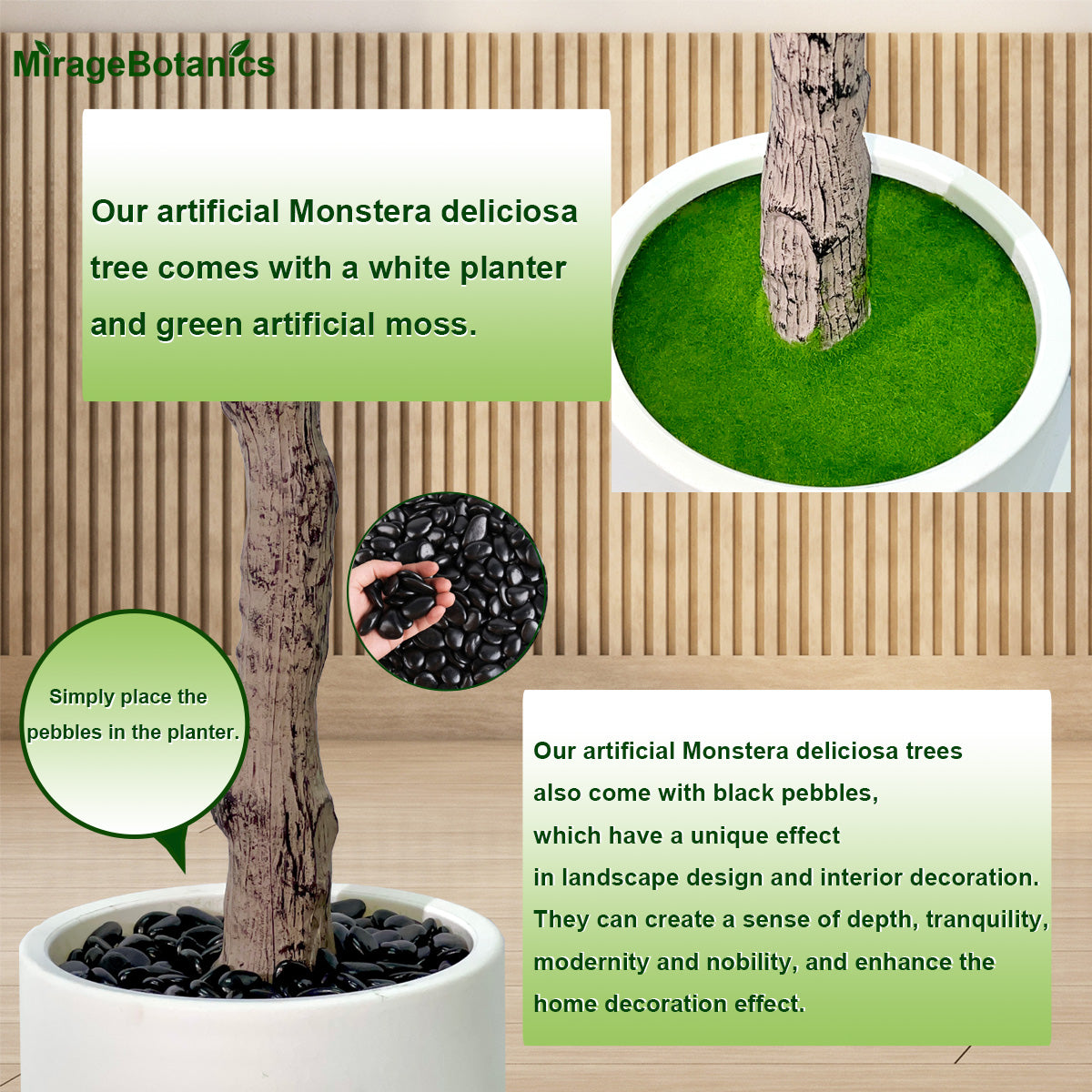 190cm Artificial Monstera Deliciosa Plants with White Planter, 6.2ft Faux Swiss Cheese Floor Plants Fake Tropical Silk Tree with Pot for Indoor Outdoor Office House Living Room Home Decor