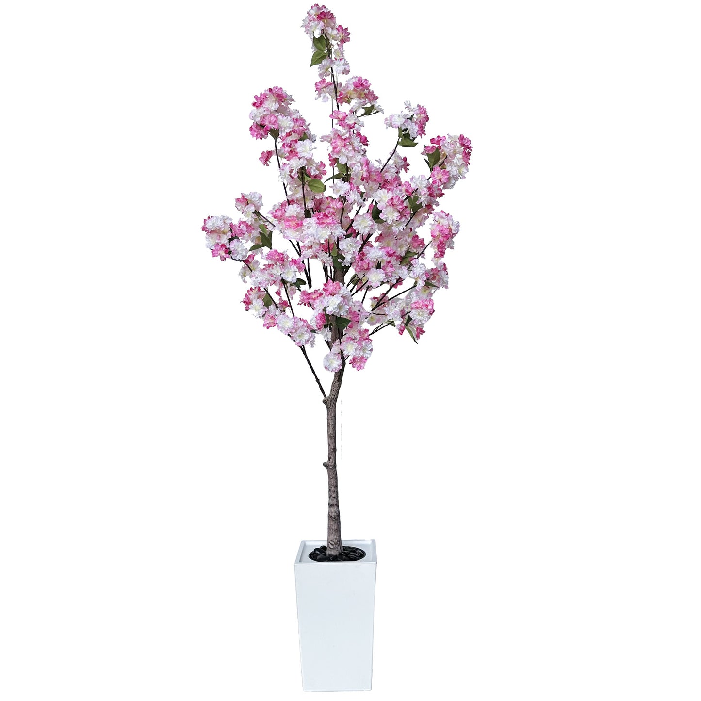 180cm Artificial Cherry Blossom Tree with White Planter, Fake Plants Indoor, Faux Pink Sakura Flowers Blooming Tree, Artificial Trees Silk Plant for House Bedroom Living Room Office Entryway Porch Decor