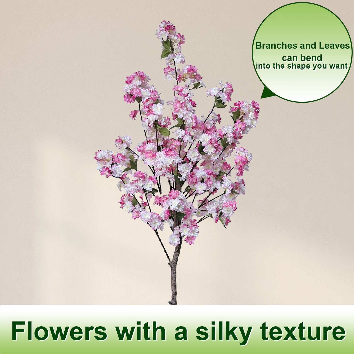180cm Artificial Cherry Blossom Tree with White Planter, Fake Plants Indoor, Faux Pink Sakura Flowers Blooming Tree, Artificial Trees Silk Plant for House Bedroom Living Room Office Entryway Porch Decor
