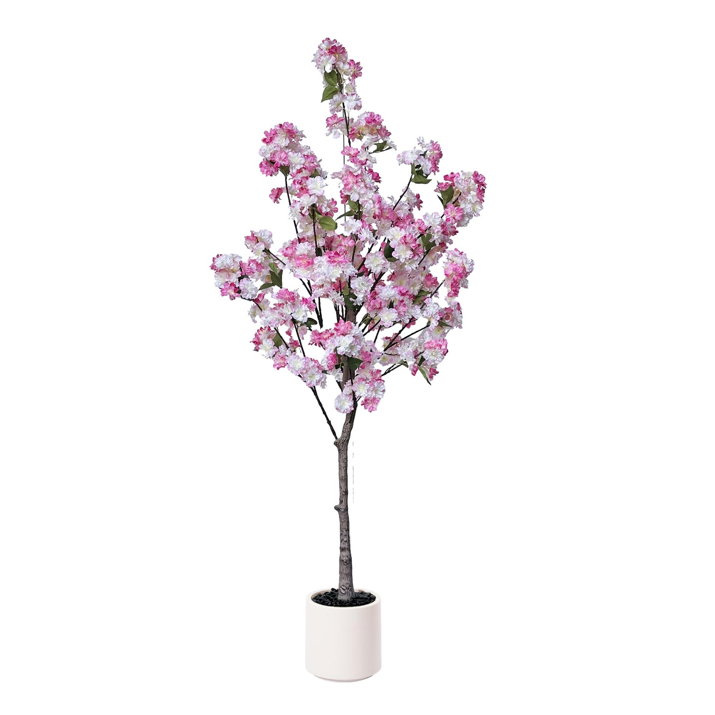 150cm Artificial Cherry Blossom Tree with White Planter, Fake Plants Indoor, Faux Pink Sakura Flowers Blooming Tree, Artificial Trees Silk Plant for House Bedroom Living Room Office Entryway Porch Decor