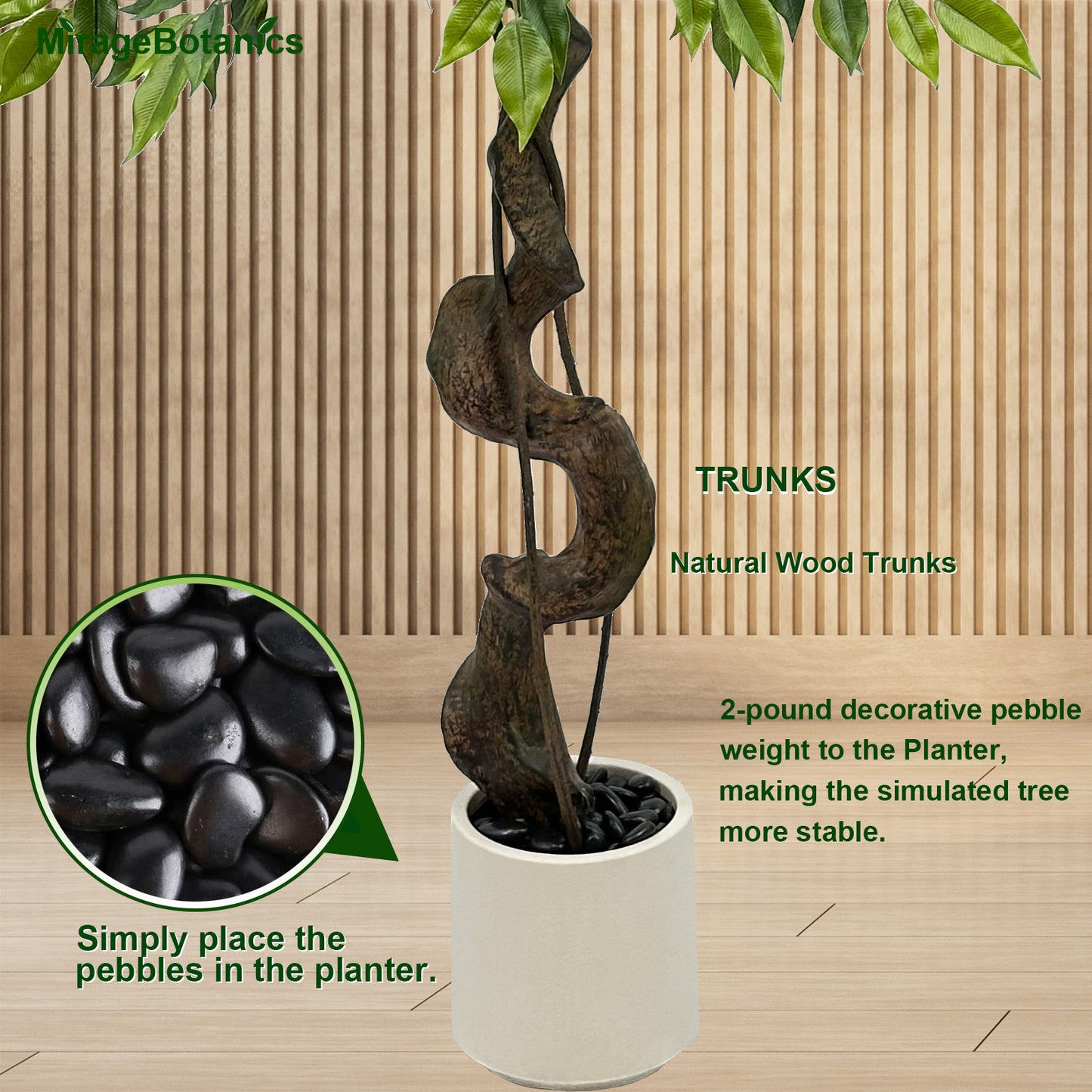 180cm Large Ficus Artificial Trees in White Pot, 6ft Tall Fake Silk Tree with Natural Curved Trunk, Lush Faux Ficus Tree for Indoor Outdoor Decor, Living Room, Patio, Office & Home Decor