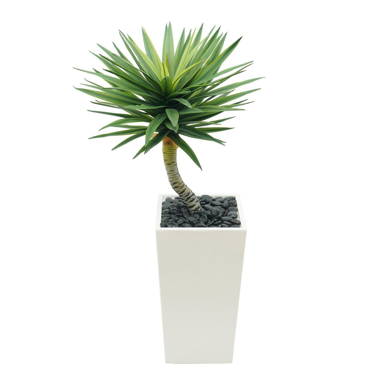 90cm Artificial Dracaena Tree, Fake Plant with White Planter - Realistic Faux Sisal Tree with Tall Planter - Indoor Floor Plant for Patio, Mall, Living Room, Bedroom, Office, Home Decor