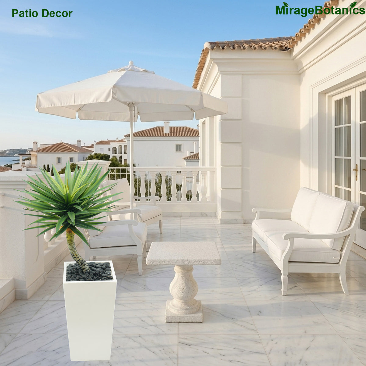 90cm Artificial Dracaena Tree, Fake Plant with White Planter - Realistic Faux Sisal Tree with Tall Planter - Indoor Floor Plant for Patio, Mall, Living Room, Bedroom, Office, Home Decor