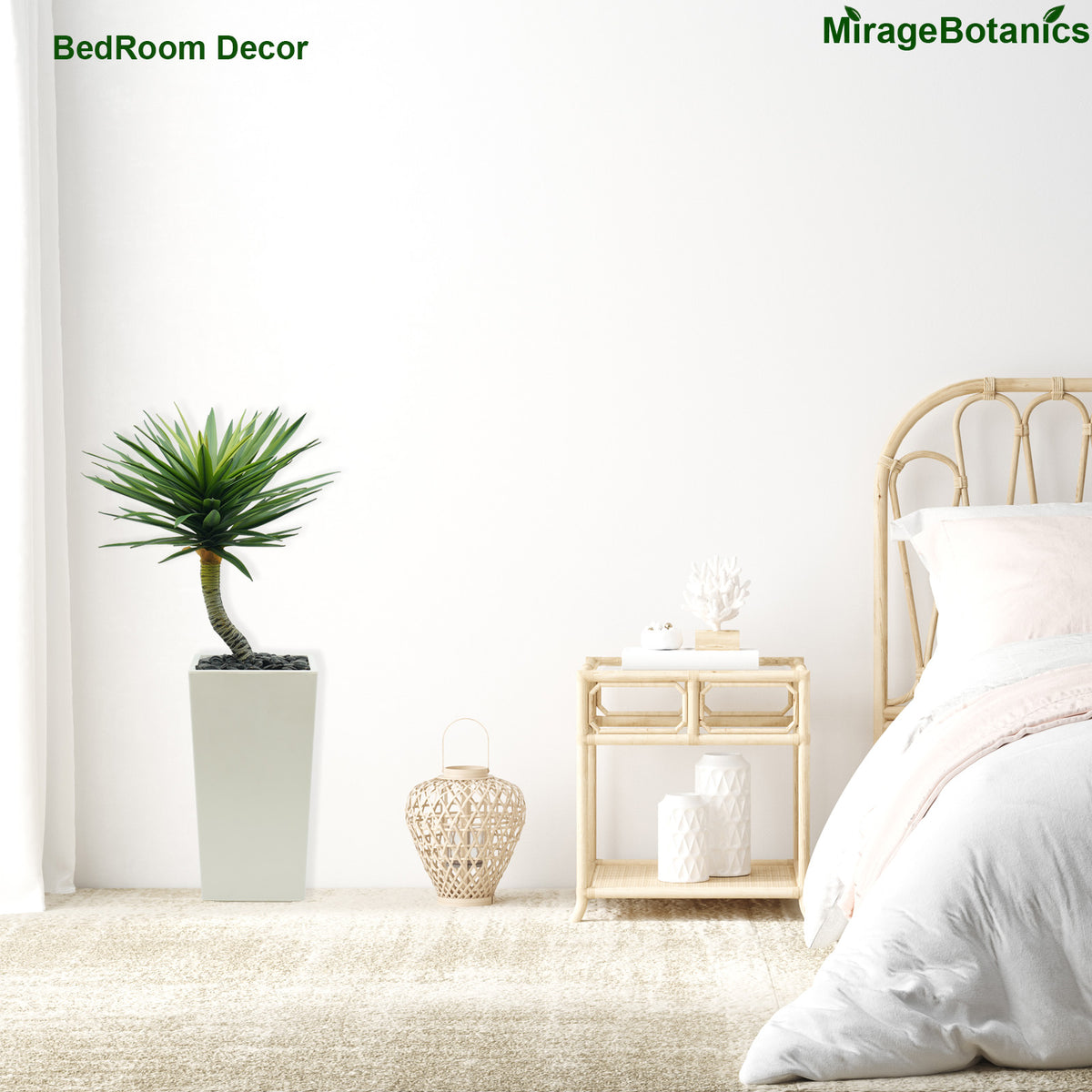 90cm Artificial Dracaena Tree, Fake Plant with White Planter - Realistic Faux Sisal Tree with Tall Planter - Indoor Floor Plant for Patio, Mall, Living Room, Bedroom, Office, Home Decor