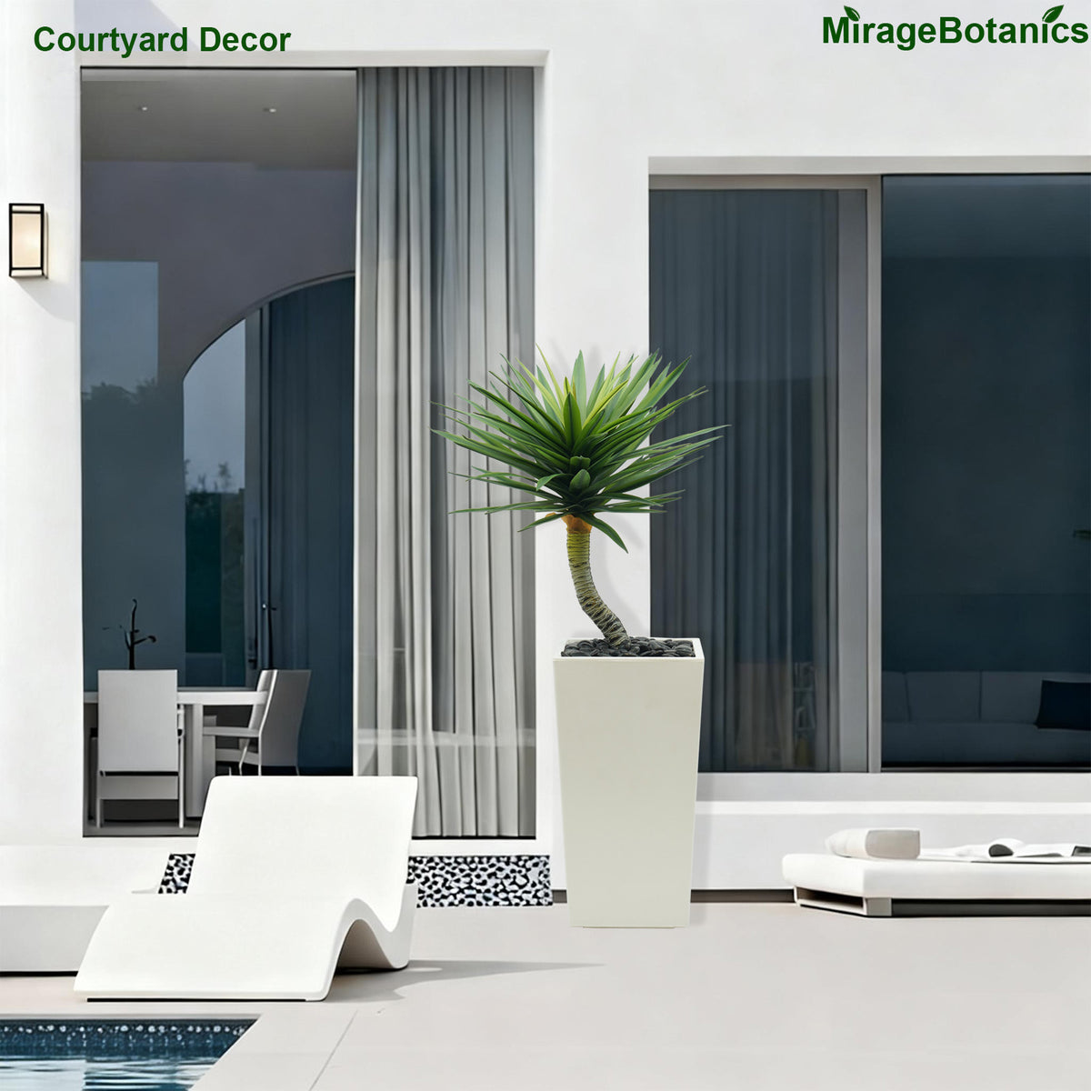 90cm Artificial Dracaena Tree, Fake Plant with White Planter - Realistic Faux Sisal Tree with Tall Planter - Indoor Floor Plant for Patio, Mall, Living Room, Bedroom, Office, Home Decor