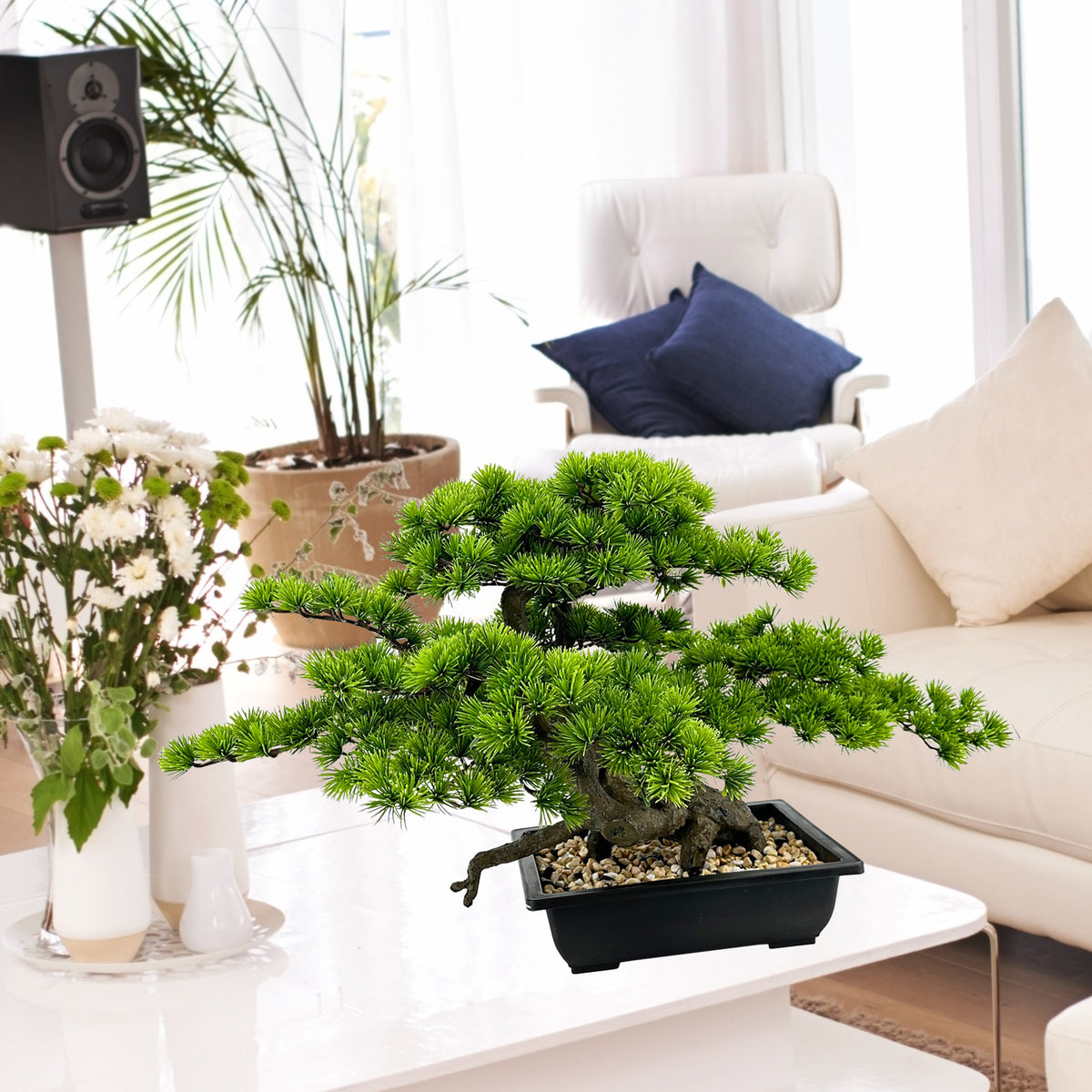 Artificial Bonsai Tree Juniper Faux Plants Indoor Small Fake Plants Decor with Ceramic Pots Low-Maintenance Housewarming Wedding Gift, New Year Ramadan for Home Table Office Desk Bathroom Shelf Bedroom Living Room Farmhouse Home Decor
