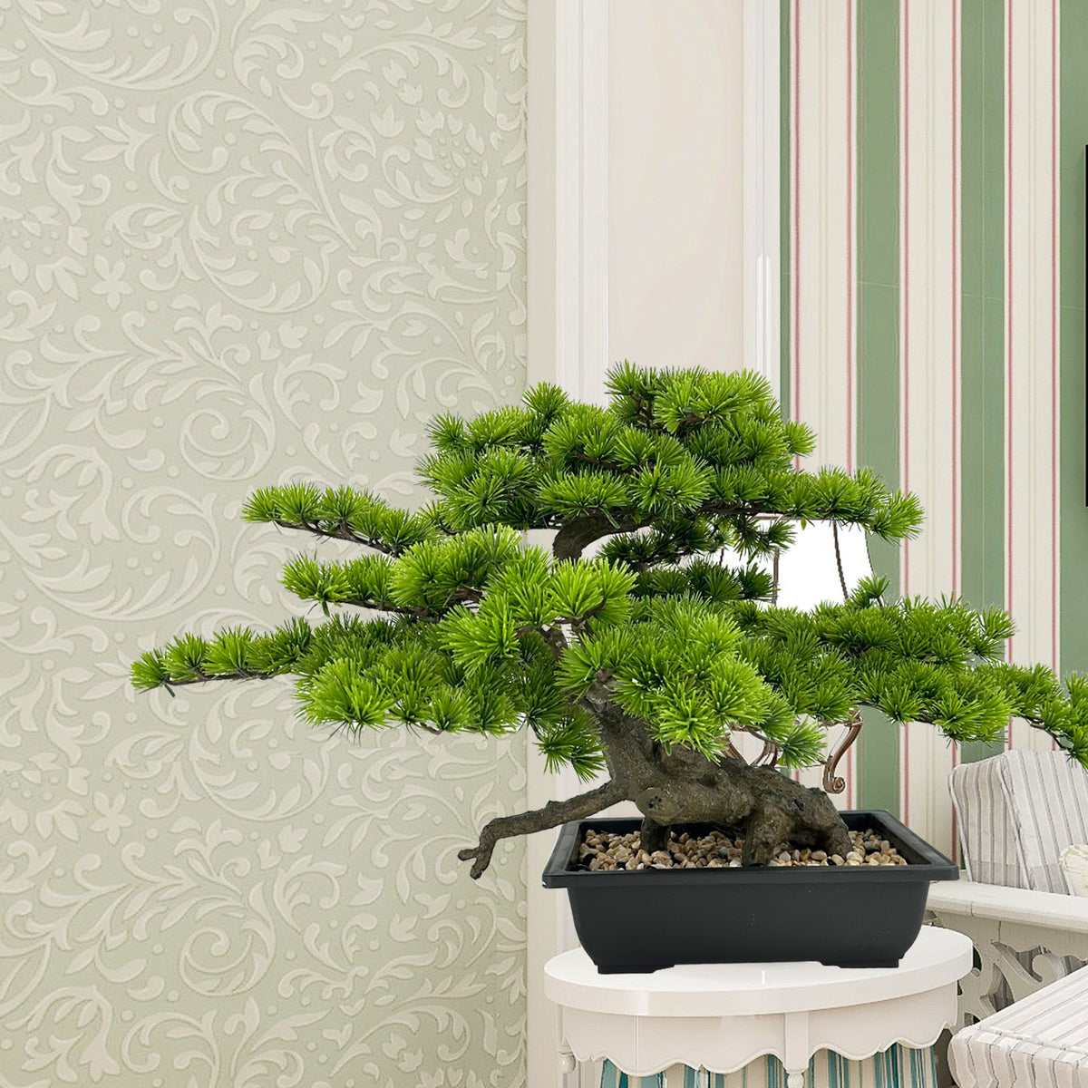 Artificial Bonsai Tree Juniper Faux Plants Indoor Small Fake Plants Decor with Ceramic Pots Low-Maintenance Housewarming Wedding Gift, New Year Ramadan for Home Table Office Desk Bathroom Shelf Bedroom Living Room Farmhouse Home Decor