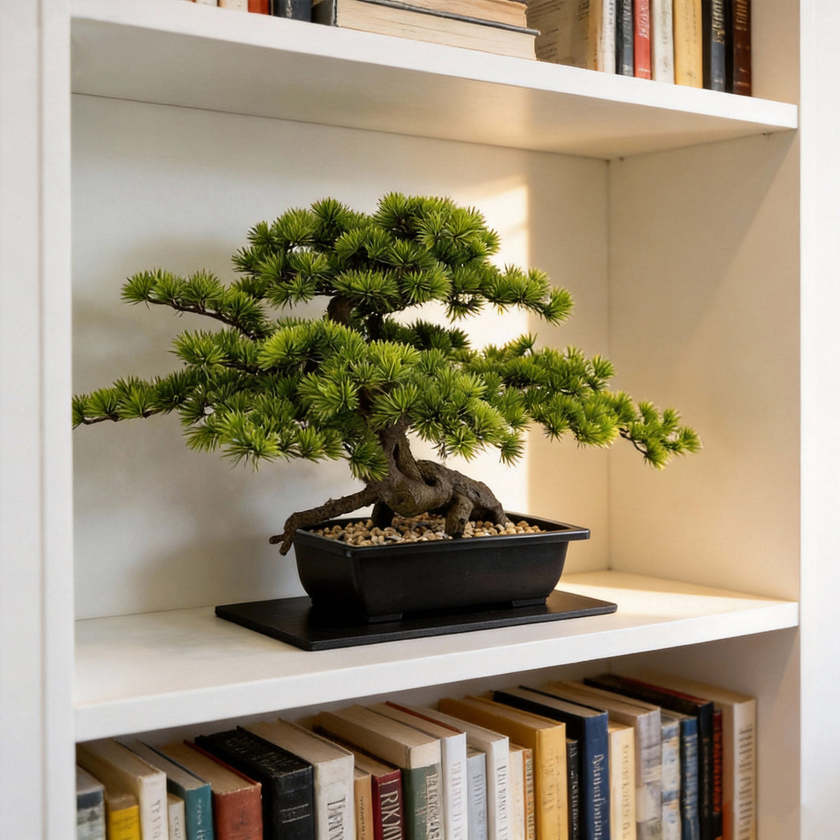 Artificial Bonsai Tree Juniper Faux Plants Indoor Small Fake Plants Decor with Ceramic Pots Low-Maintenance Housewarming Wedding Gift, New Year Ramadan for Home Table Office Desk Bathroom Shelf Bedroom Living Room Farmhouse Home Decor