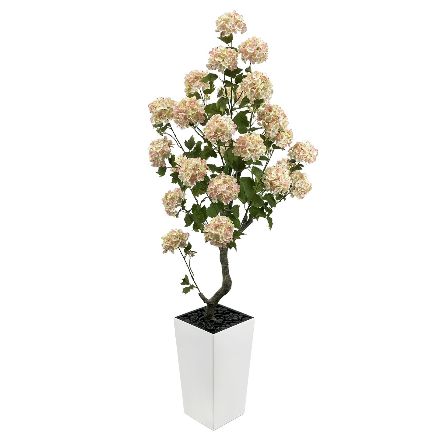 150cm Artificial Hydrangea Tree- Large Faux Hydrangea Plants for Outdoor Indoor Decor, Artificial Tree Fake Flower Trees with White Tall Planter for Office Garden Home Decor