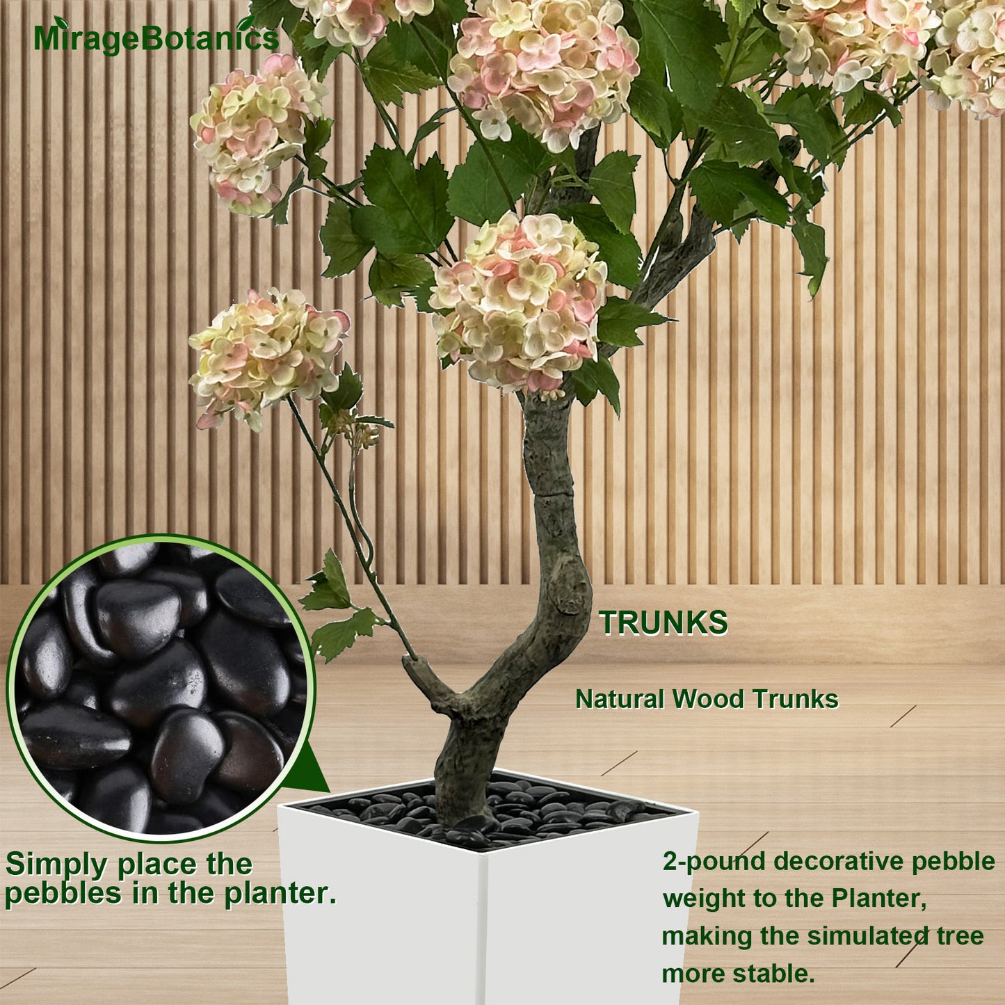 150cm Artificial Hydrangea Tree- Large Faux Hydrangea Plants for Outdoor Indoor Decor, Artificial Tree Fake Flower Trees with White Tall Planter for Office Garden Home Decor