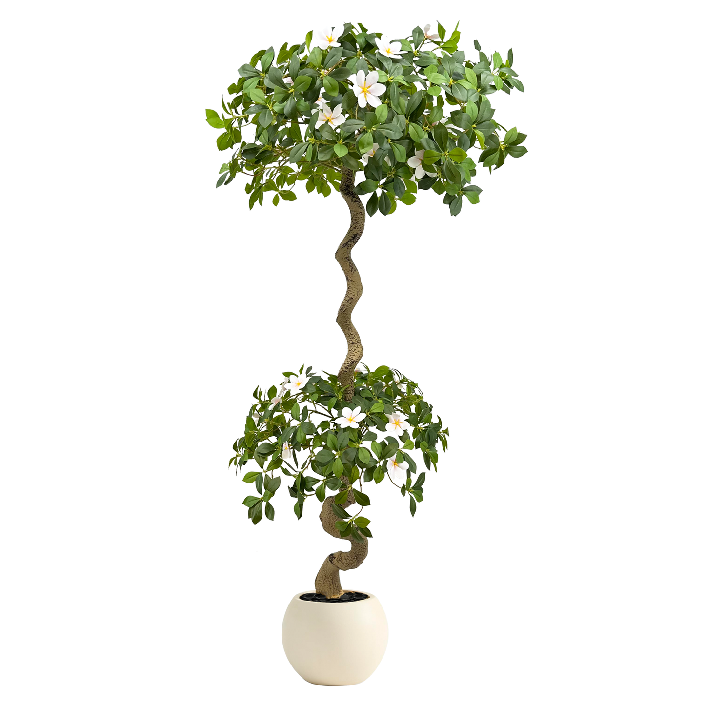 160cm Artificial Gardenia Tree with White Planter, Artificial Tree Heavy-Duty Plastic & Metal Wire Frame Suitable for Outdoor Indoor Decor, Low-Maintenance Housewarming Wedding Gift, Islamic New Year