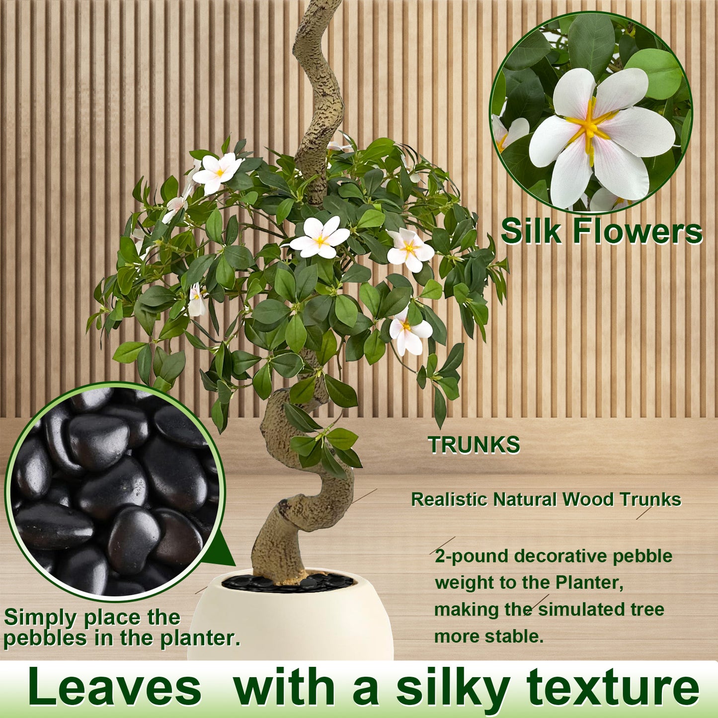 160cm Artificial Gardenia Tree with White Planter, Artificial Tree Heavy-Duty Plastic & Metal Wire Frame Suitable for Outdoor Indoor Decor, Low-Maintenance Housewarming Wedding Gift, Islamic New Year