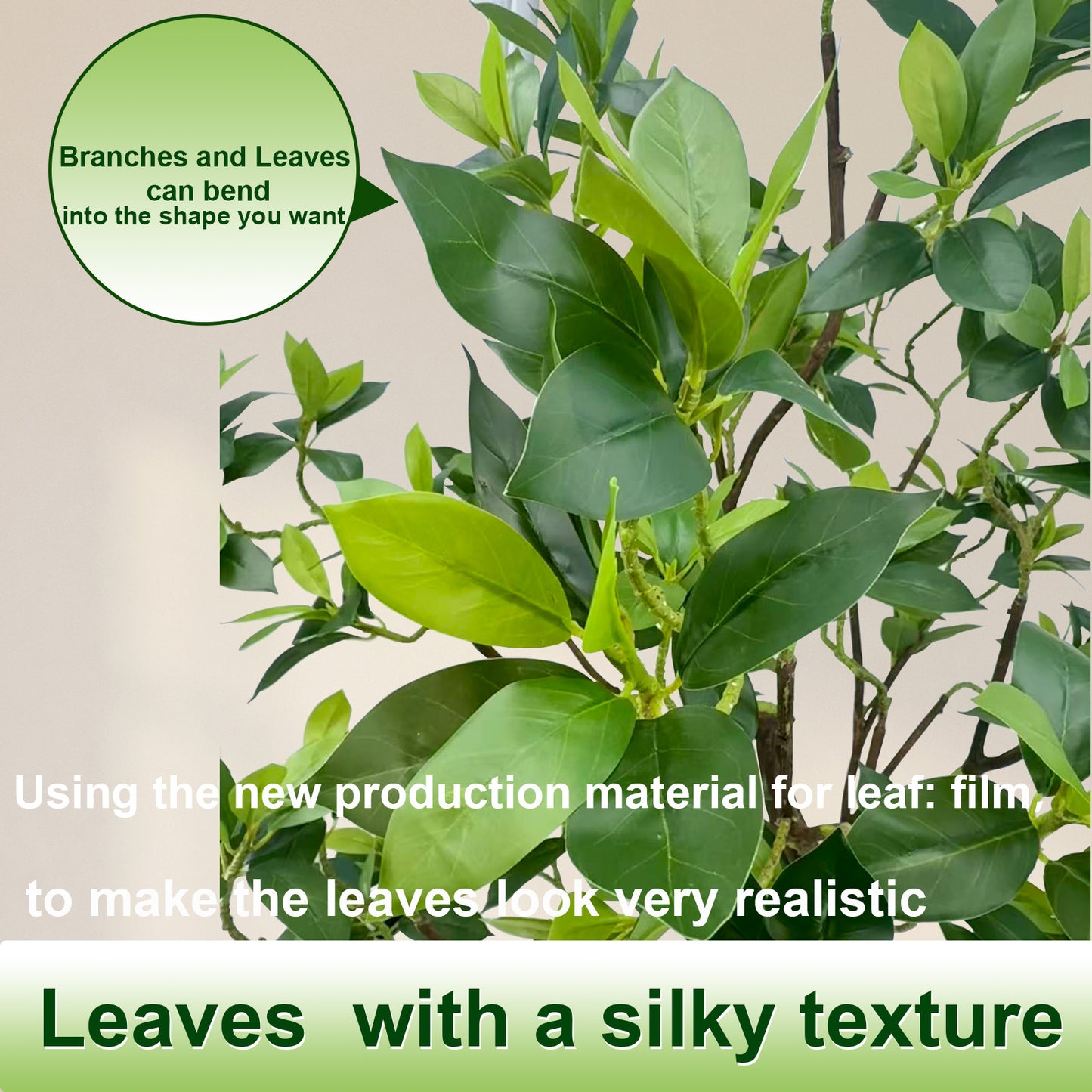 170cm Artificial Perfume Flower Trees, 5.6ft Tall Fake Tree with Natural Curved Trunk, Lush Faux Tree for Indoor Outdoor Home Decor, Living Room, Office & Patio Decor