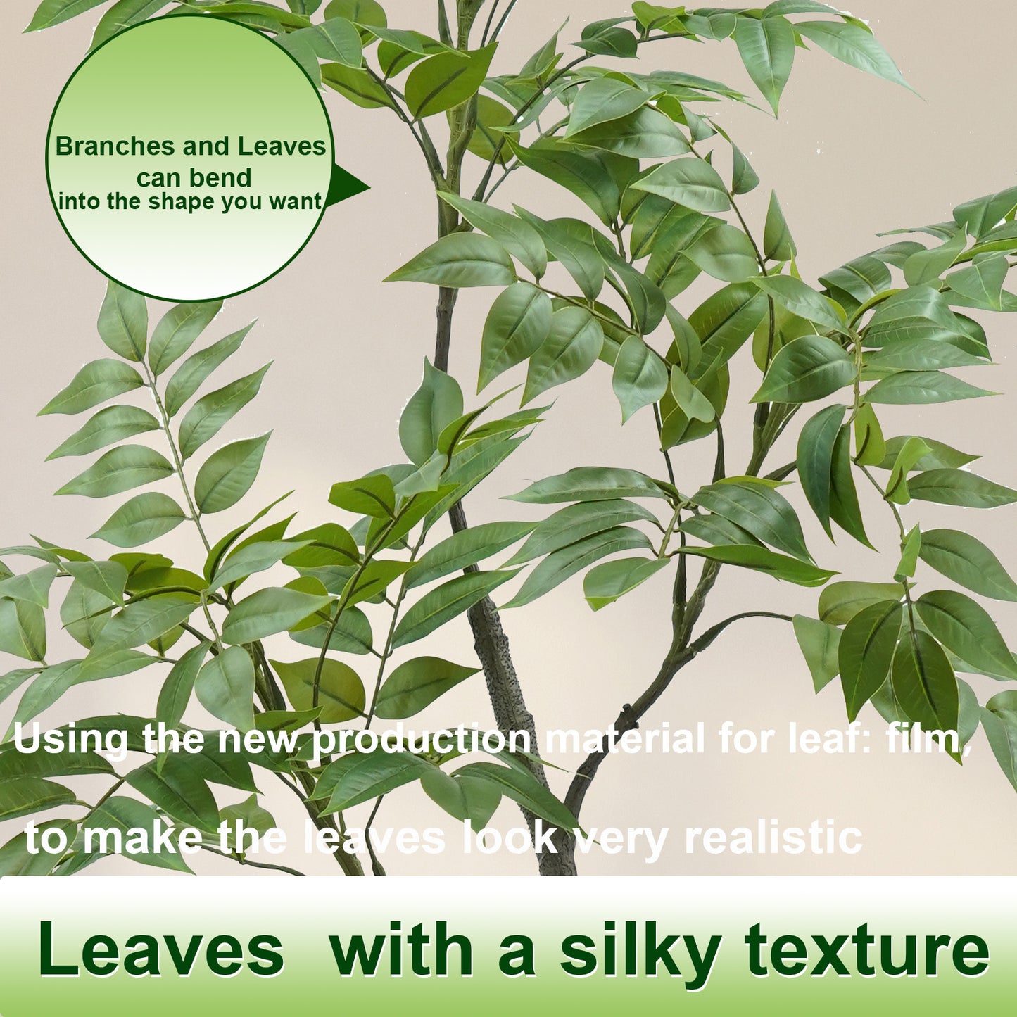 150cm Artificial Sumac Tree with White Pot, Tall Faux Plants Indoor, Large Fake Tree with Nearly Natural Silk Plant (Real Touch), for Indoor, Outdoor, Office, Living Room, Patio, Home Decor