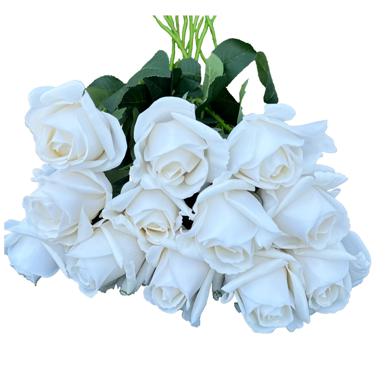 12PCS Artificial Silk Flowers Realistic Roses Bouquet Long Stem for Home