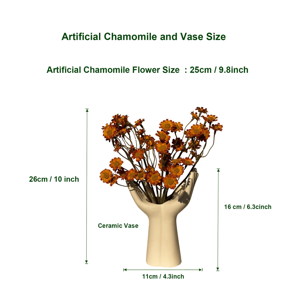 Artificial Chamomile Flower Branches, 3 Stems 25cm Silk Daisy Flowers with Vase, Faux Wildflowers for  Home Office Wedding Photography Decor