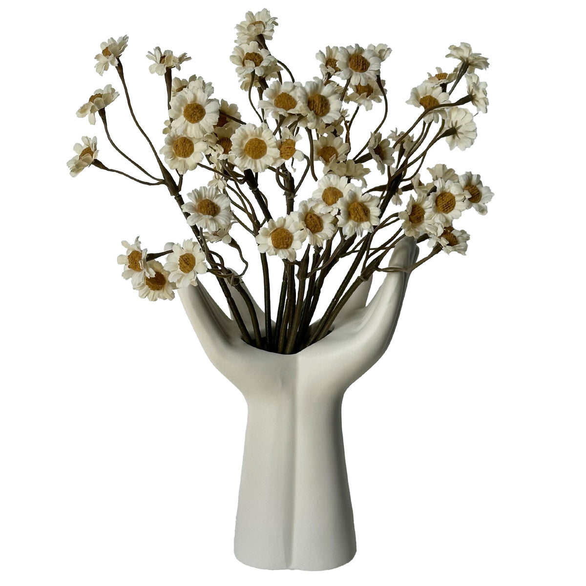 Artificial Chamomile Flower Branches, 3 Stems 25cm Silk Daisy Flowers with Vase, Faux Wildflowers for  Home Office Wedding Photography Decor