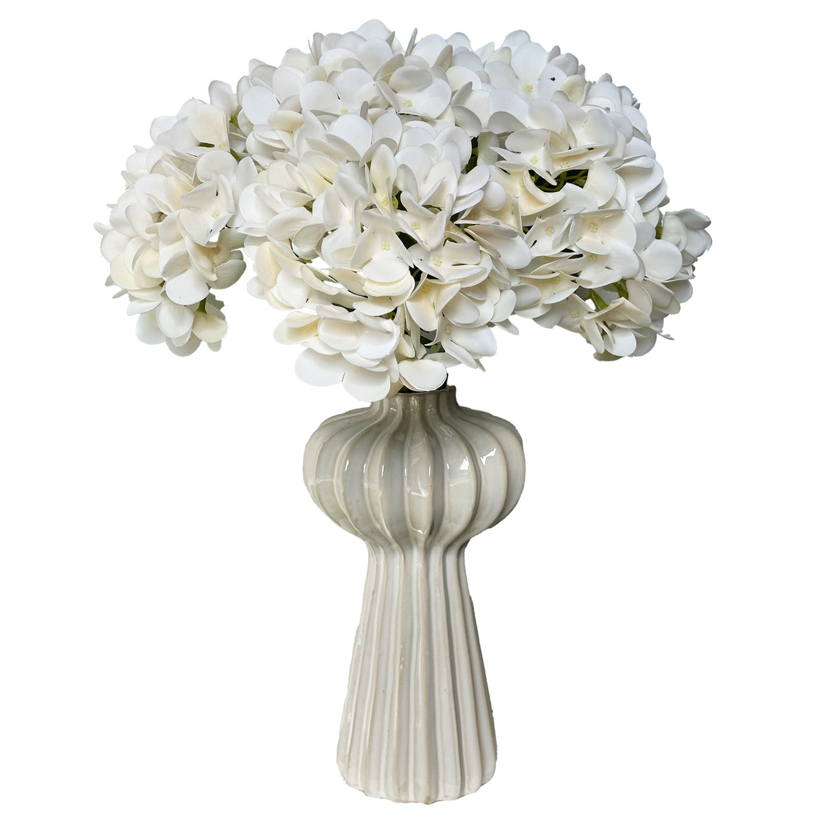 Artificial Hydrangea Flowers with Vase,5Pcs Silk Fake Flowers Arrangements in Vase for Home Office Table Centerpiece Shelf Decorations