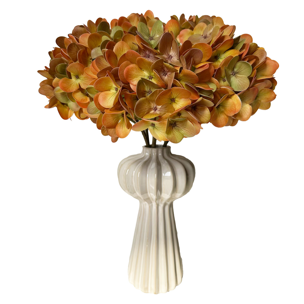 Artificial Hydrangea Flowers with Vase,5Pcs Silk Fake Flowers Arrangements in Vase for Home Office Table Centerpiece Shelf Decorations