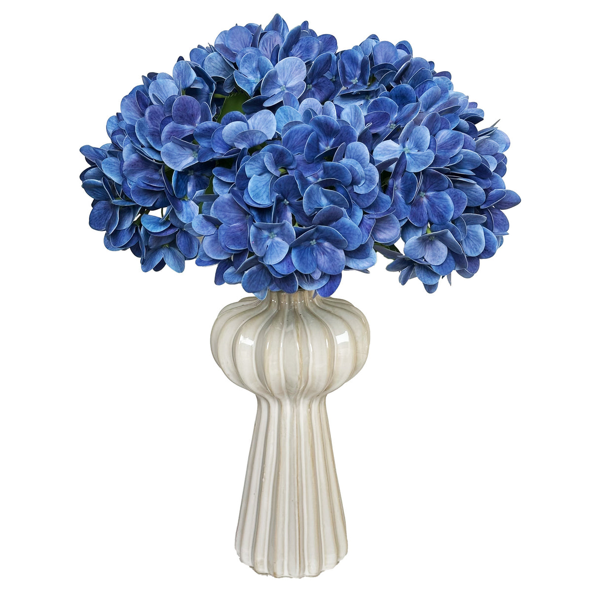Artificial Hydrangea Flowers with Vase,5Pcs Silk Fake Flowers Arrangements in Vase for Home Office Table Centerpiece Shelf Decorations