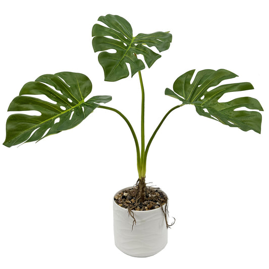Artificial Monstera Tree Faux Plant Tree with White Pot, Fake Plants Large Tropical Palm Tree, in Pot for Indoor Outdoor Office Garden balcony patio Home Decor (Monstera Tree 3 Trunks)