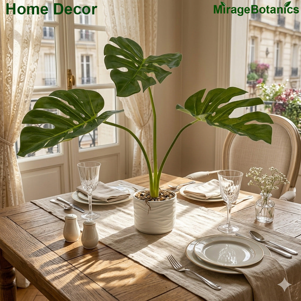 Artificial Monstera Tree Faux Plant Tree with White Pot, Fake Plants Large Tropical Palm Tree, in Pot for Indoor Outdoor Office Garden balcony patio Home Decor (Monstera Tree 3 Trunks)