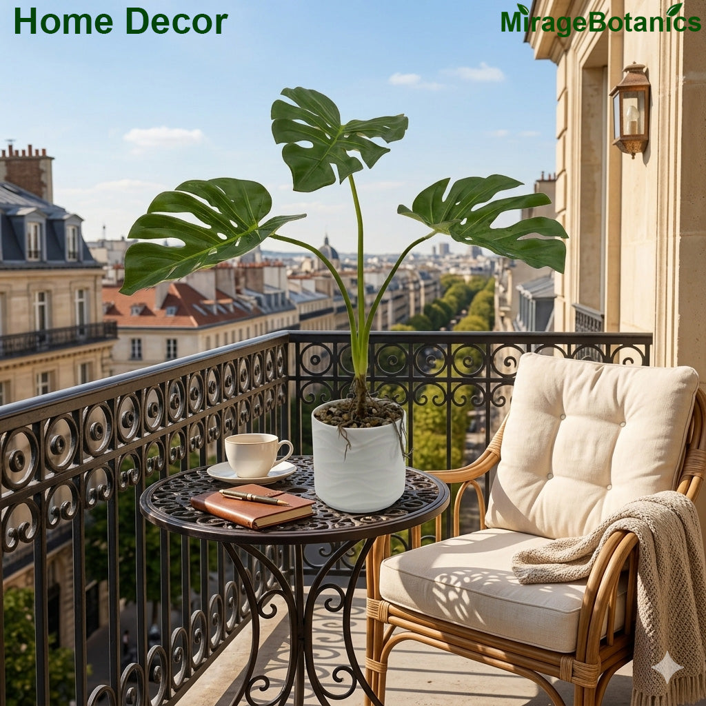 Artificial Monstera Tree Faux Plant Tree with White Pot, Fake Plants Large Tropical Palm Tree, in Pot for Indoor Outdoor Office Garden balcony patio Home Decor (Monstera Tree 3 Trunks)